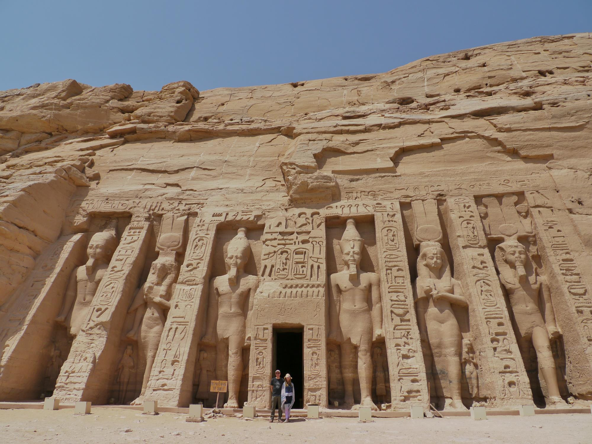 The entrance to the 'Small Temple' of Nefertari, Abu Simbel. Both temples extend deep into the hill