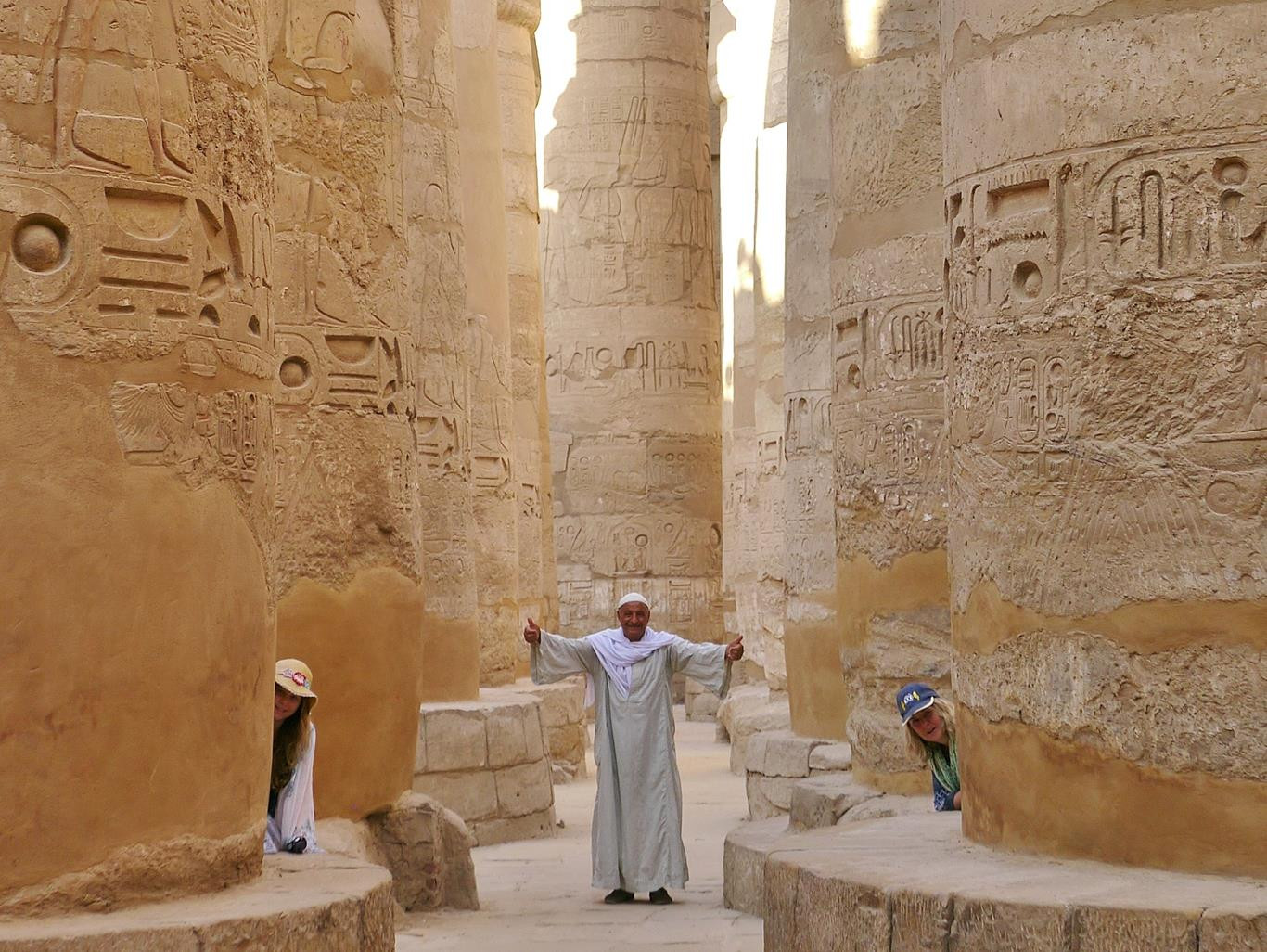 Karnak Temple, Luxor. This man's unexpected photobomb was definitely worthy of baksheesh