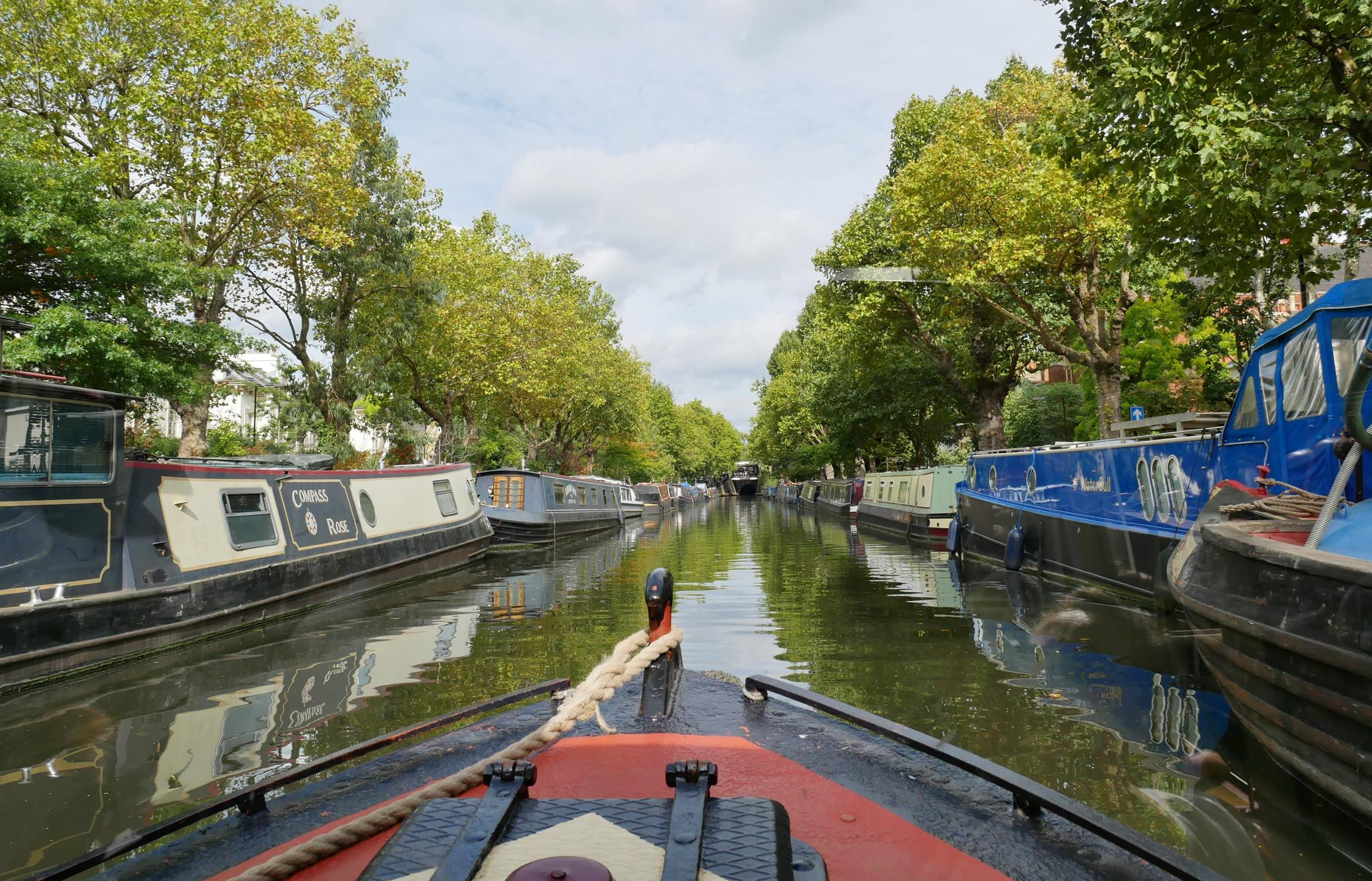 Cruising Regent's Canal to Camden on a narrowboat
