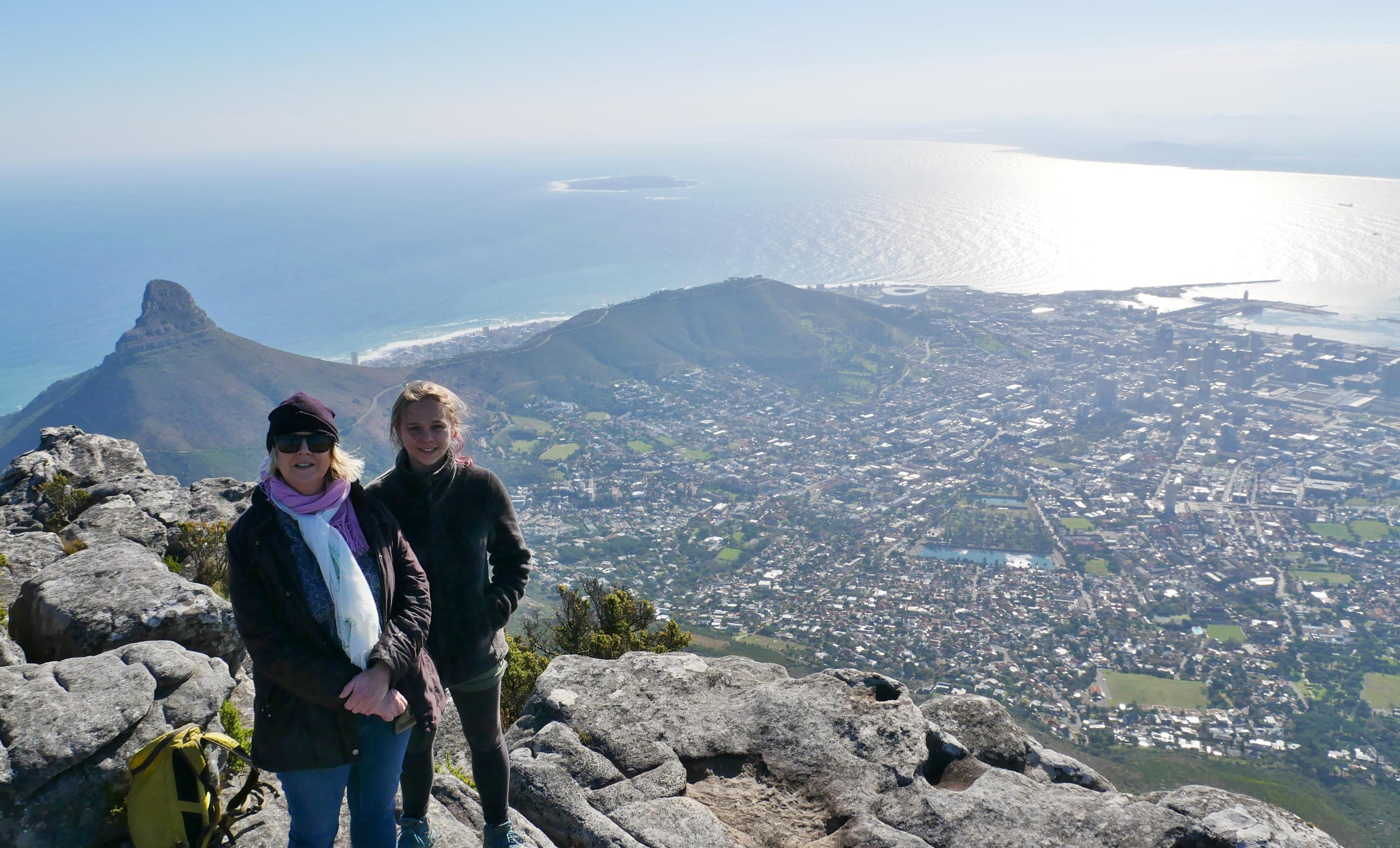 Cape Town from Table Mountain. In the background is Robben Island, where Nelson Mandela was imprisoned for 18 years
