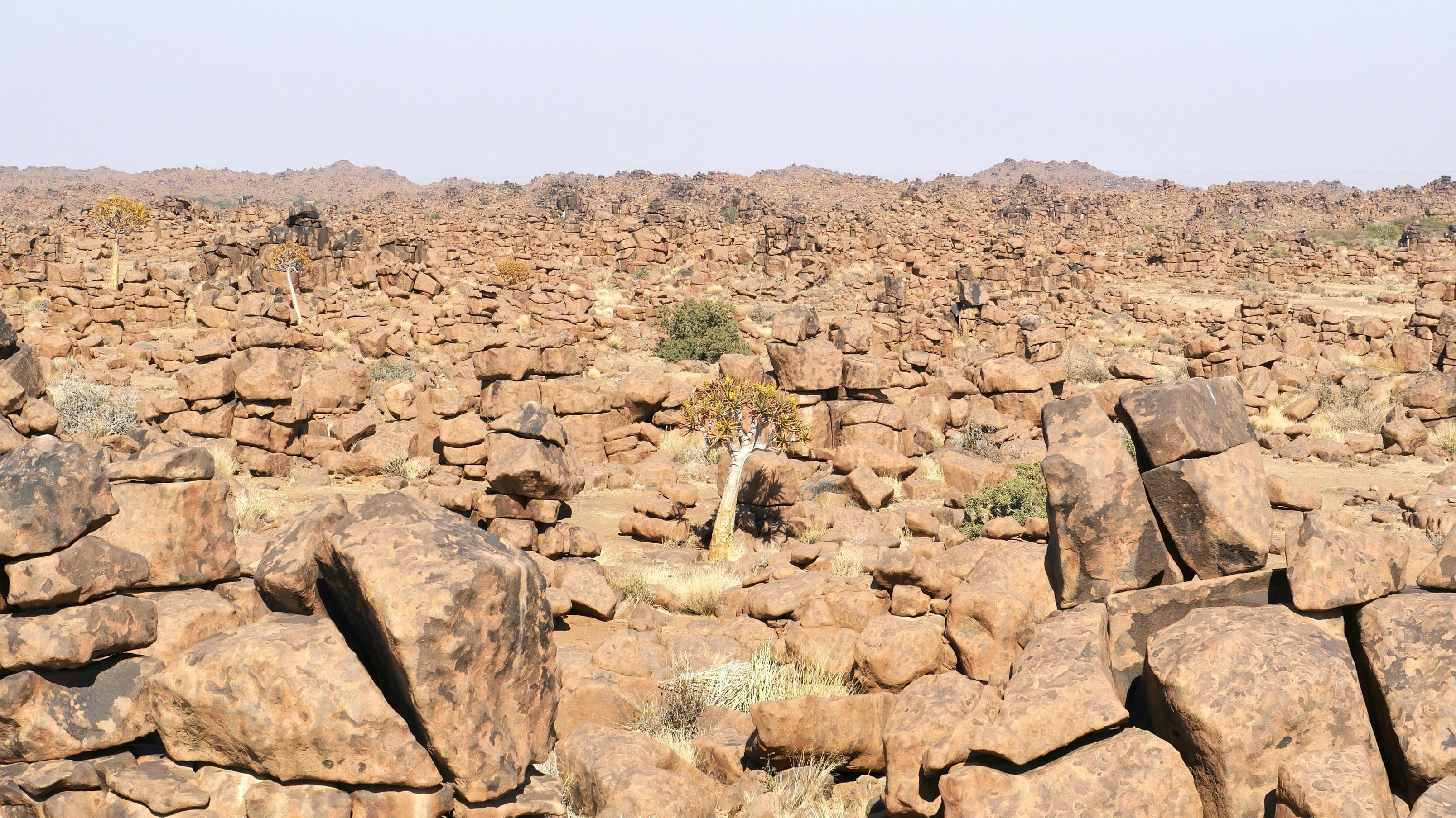 Giant's Payground, Namibia. Huge dolerite boulders stacked and strewn like toy blocks