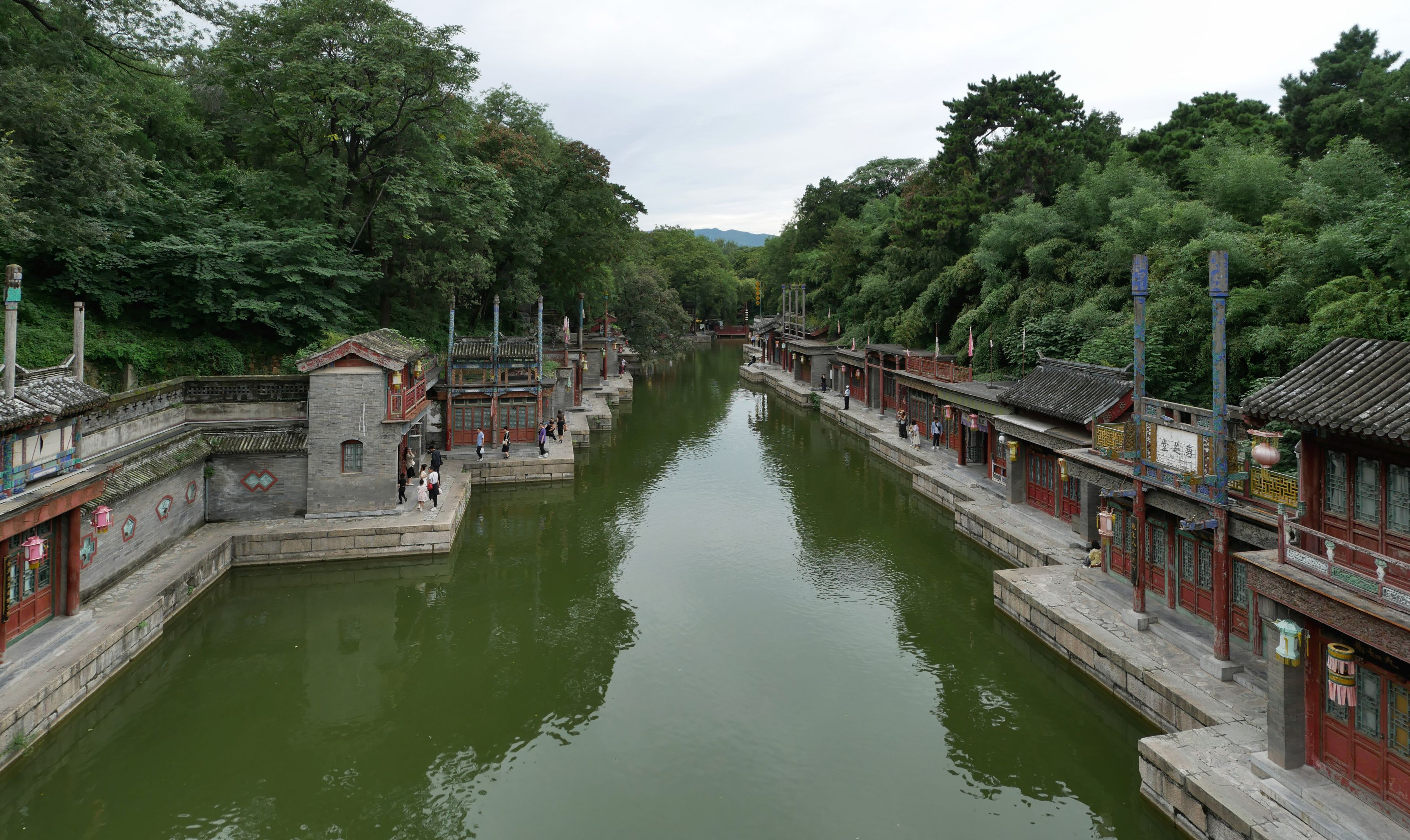 Suzhou Street, Summer Palace, reconstructed in the 1980s, was a pretend canal market, built to allow the empress and concubines to "shop", as they weren't allowed to visit real markets