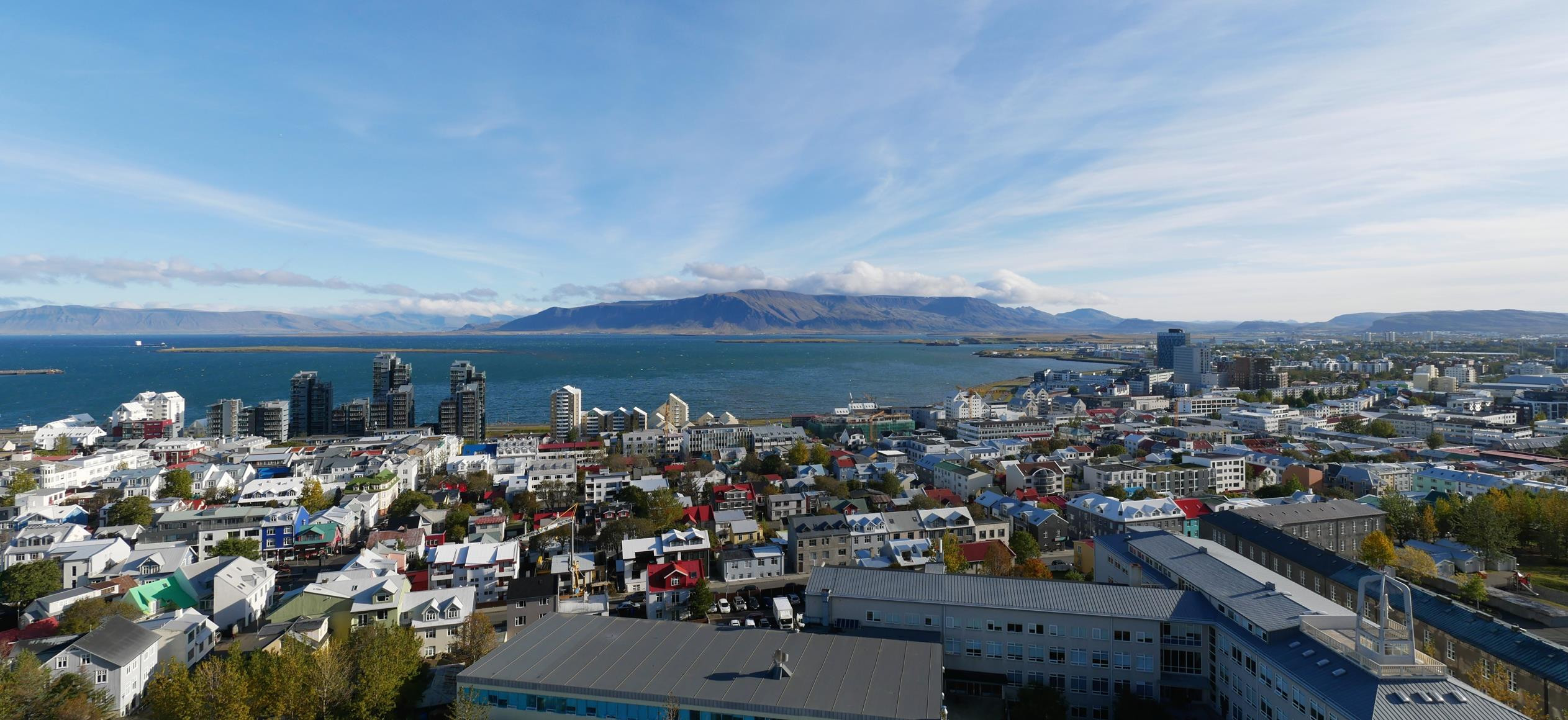 Looking out over Reykjavík from the top of Hallgrímskirkja